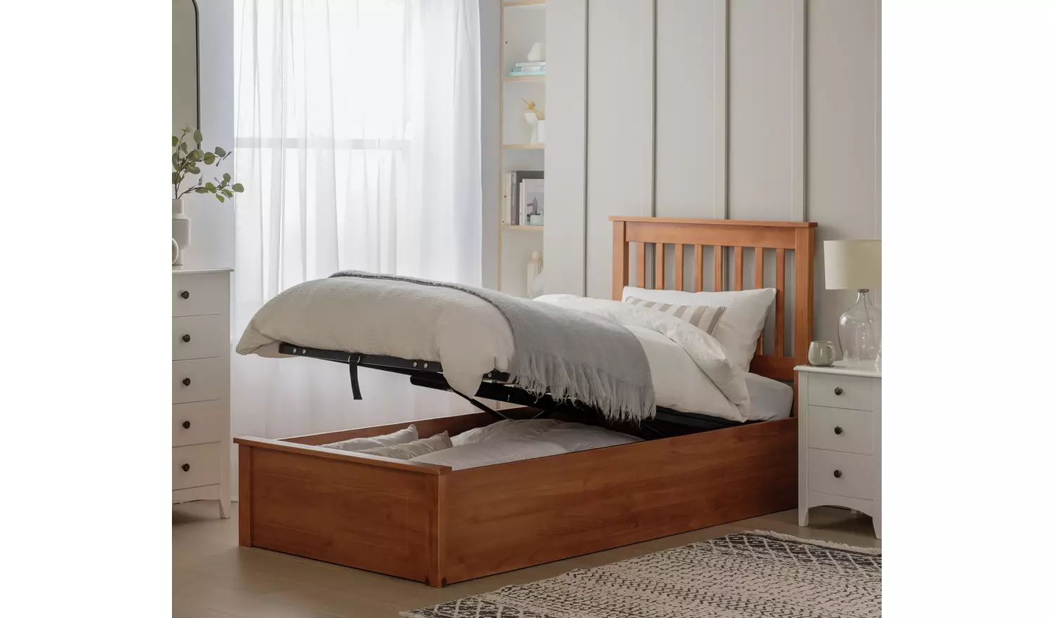 Argos Home Aspley Single Wooden End Lift Ottoman - Oak Stain