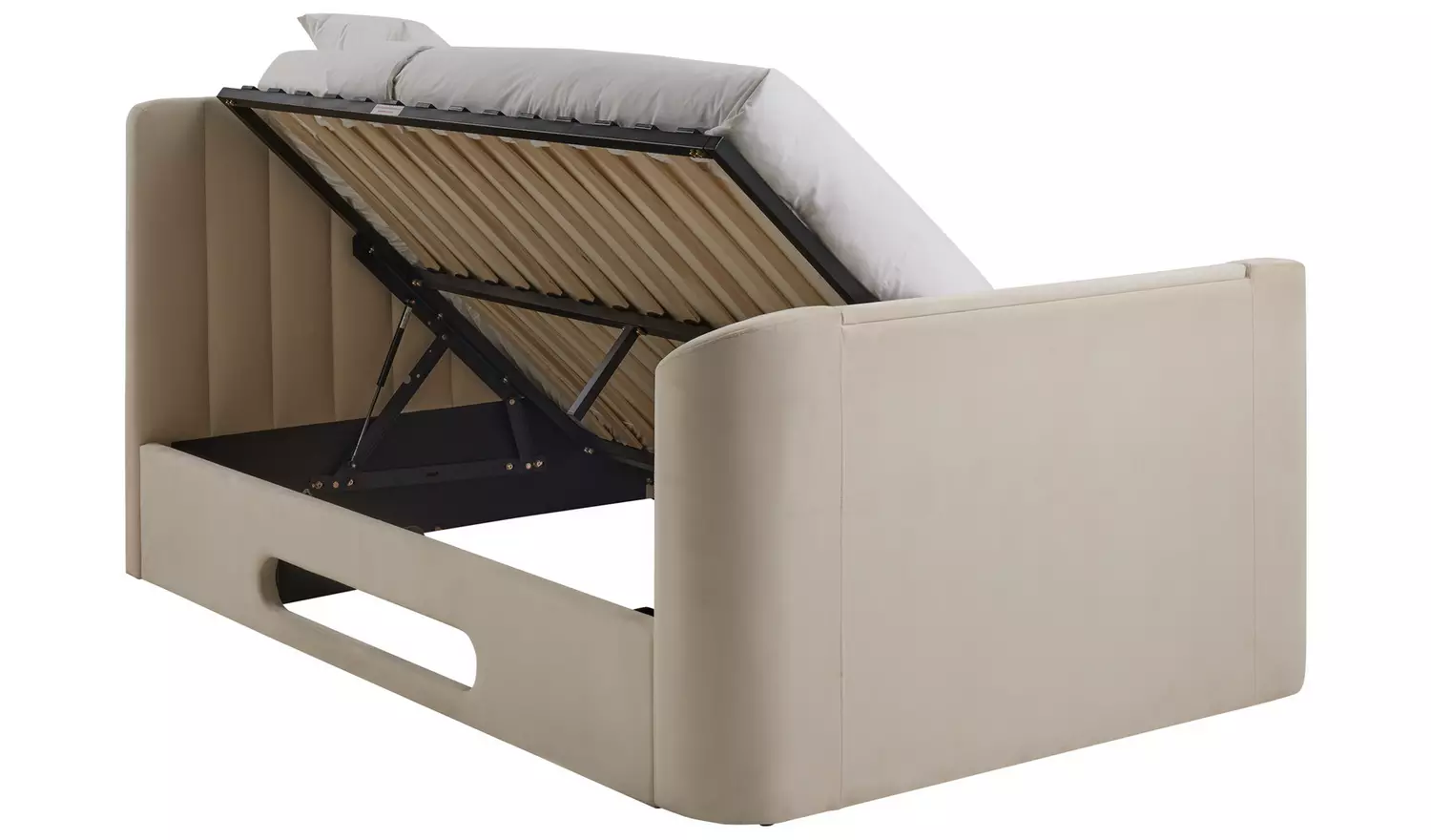 Argos Home Pandora Kingsize Side Lift TV Ottoman Bed - Cream