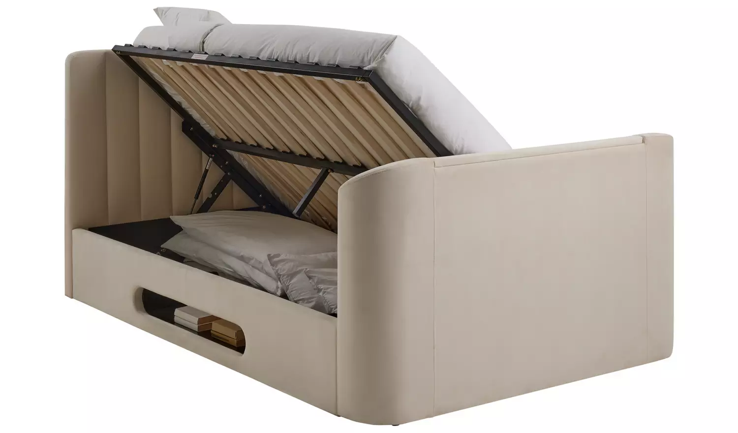 Argos Home Pandora Kingsize Side Lift TV Ottoman Bed - Cream