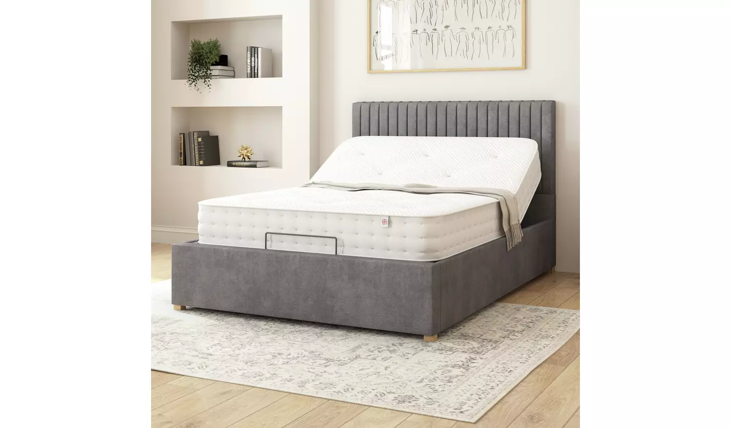 Aspire Grant Single Adjustable Bed with Mattress - Steel