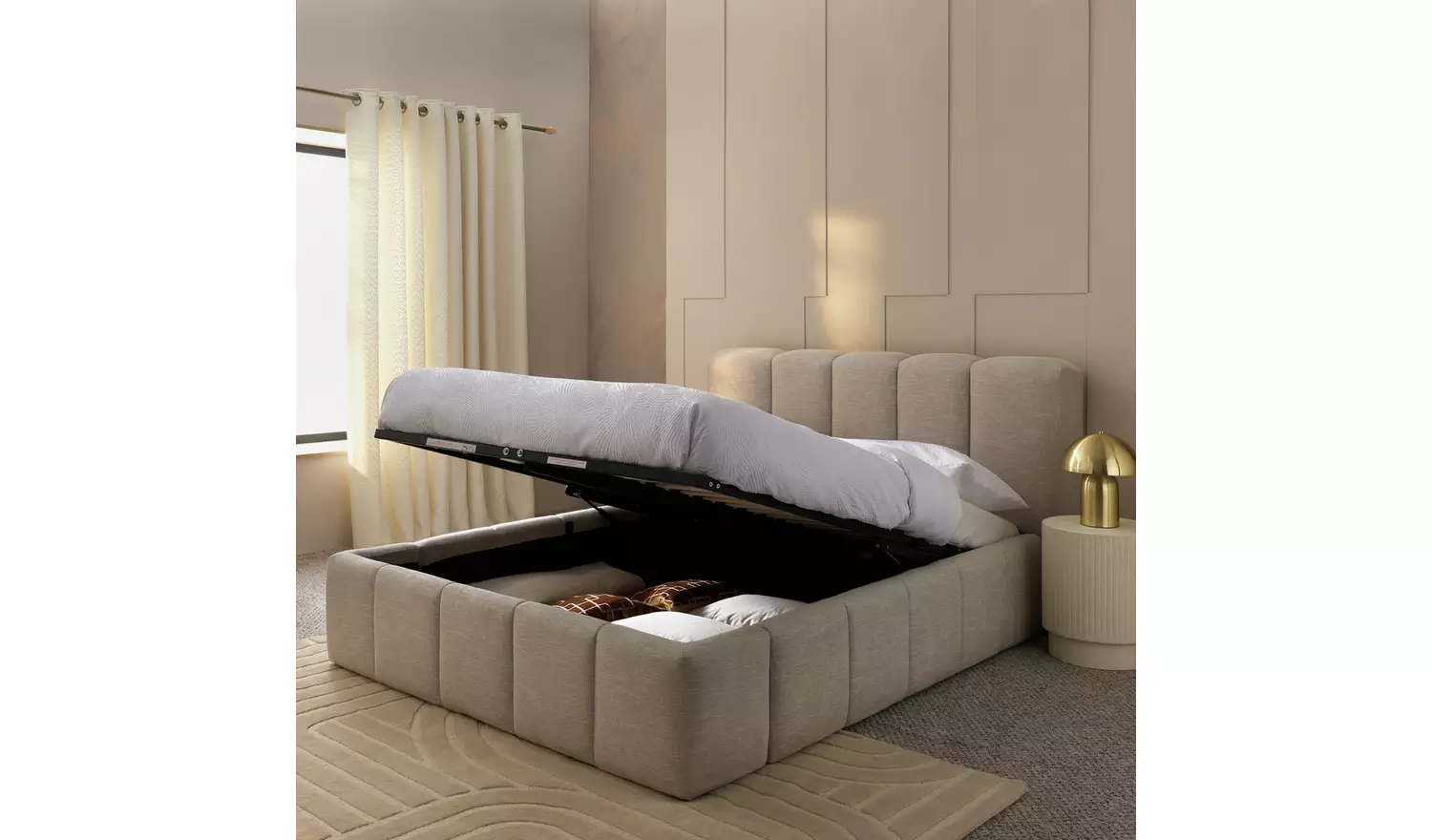 Habitat Malone Superking End Lift Ottoman Bed - Cream