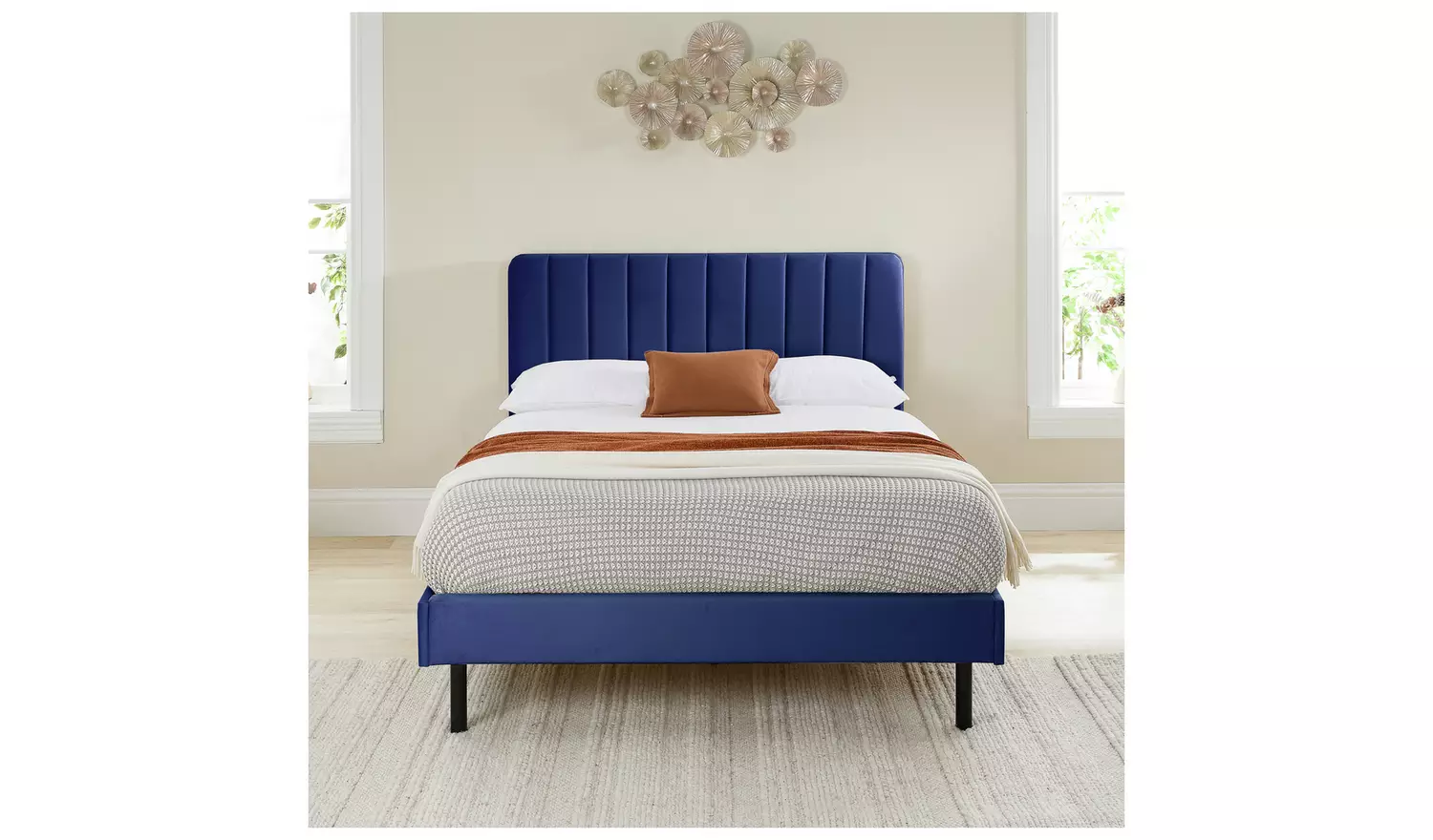 Aspire Rosella Double Velvet Bed Frame - Blue