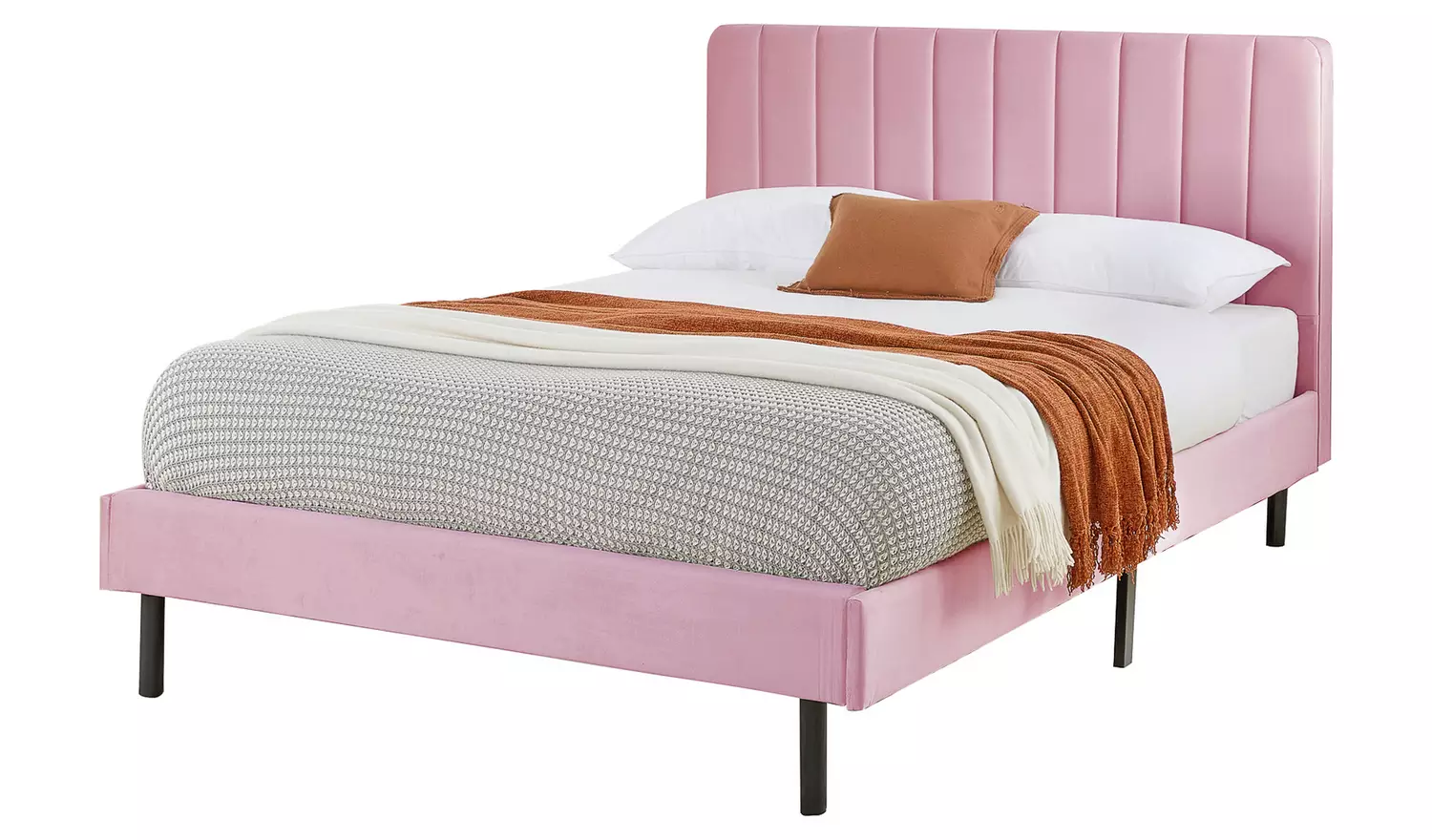Aspire Rosella Kingsize Velvet Bed Frame - Blush