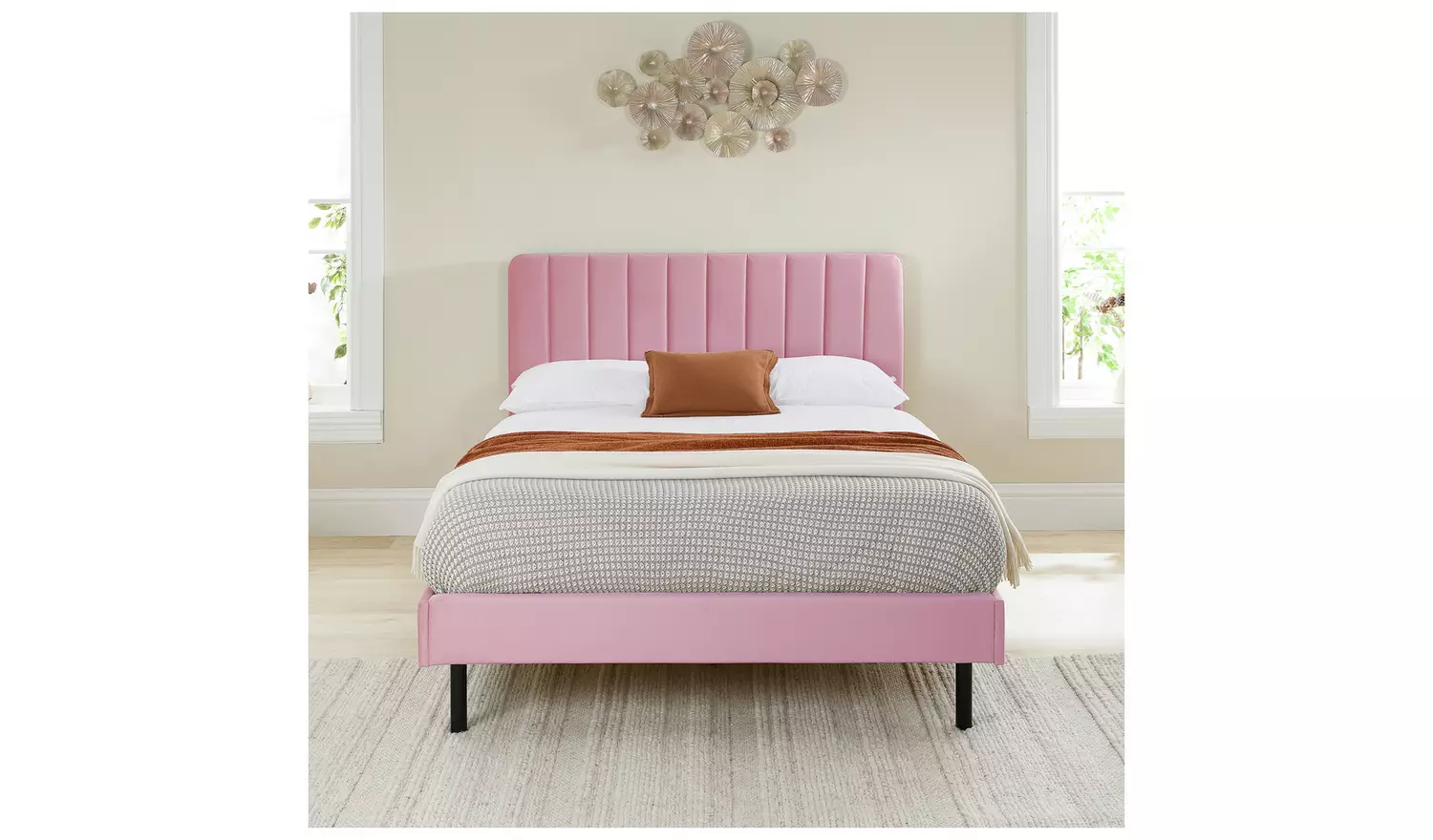 Aspire Rosella Kingsize Velvet Bed Frame - Blush