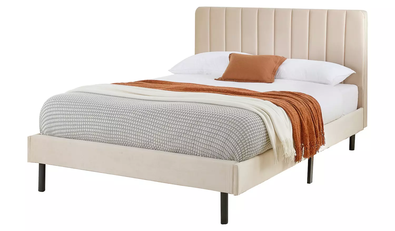 Aspire Rosella Small Double Velvet Bed Frame - Cream