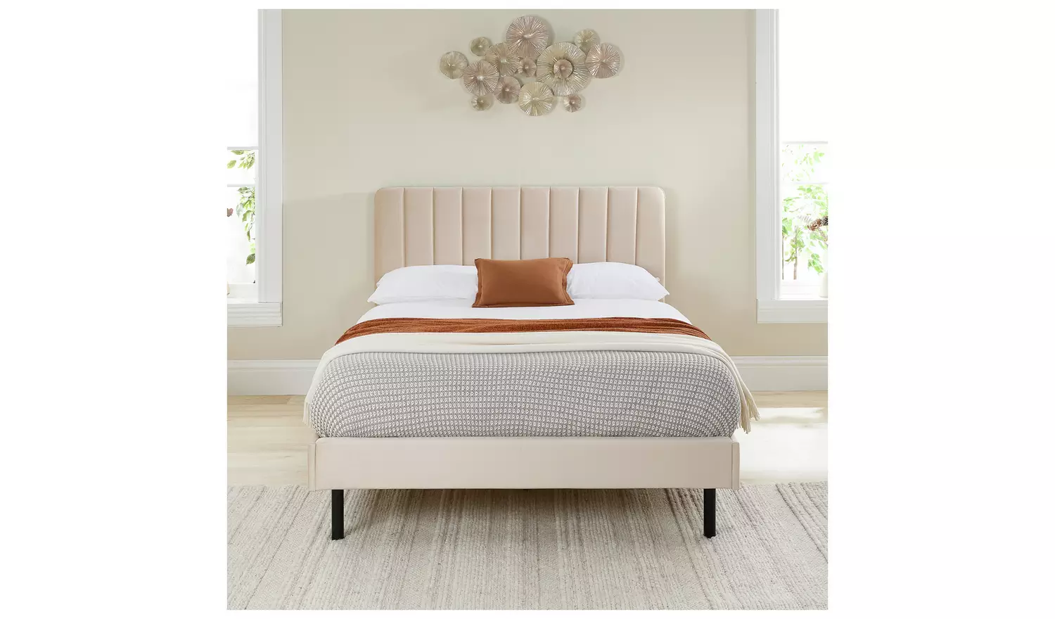 Aspire Rosella Small Double Velvet Bed Frame - Cream