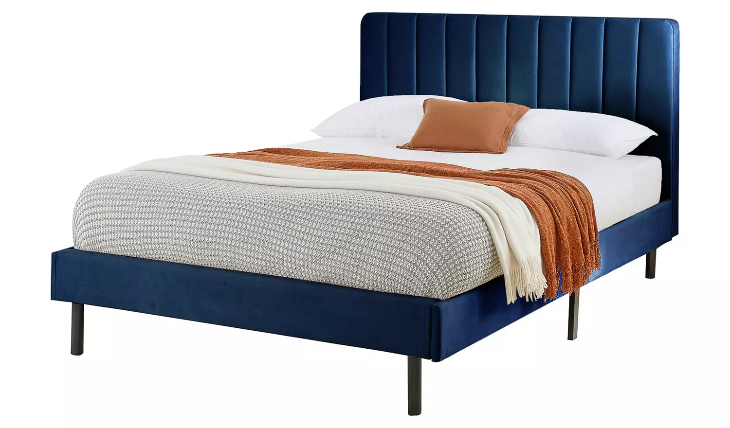 Aspire Rosella Small Double Velvet Bed Frame - Blue