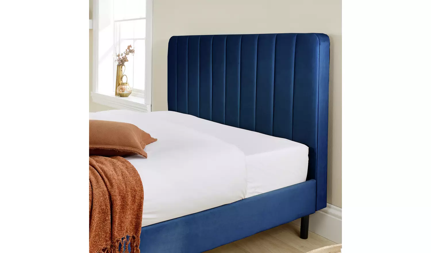 Aspire Rosella Small Double Velvet Bed Frame - Blue