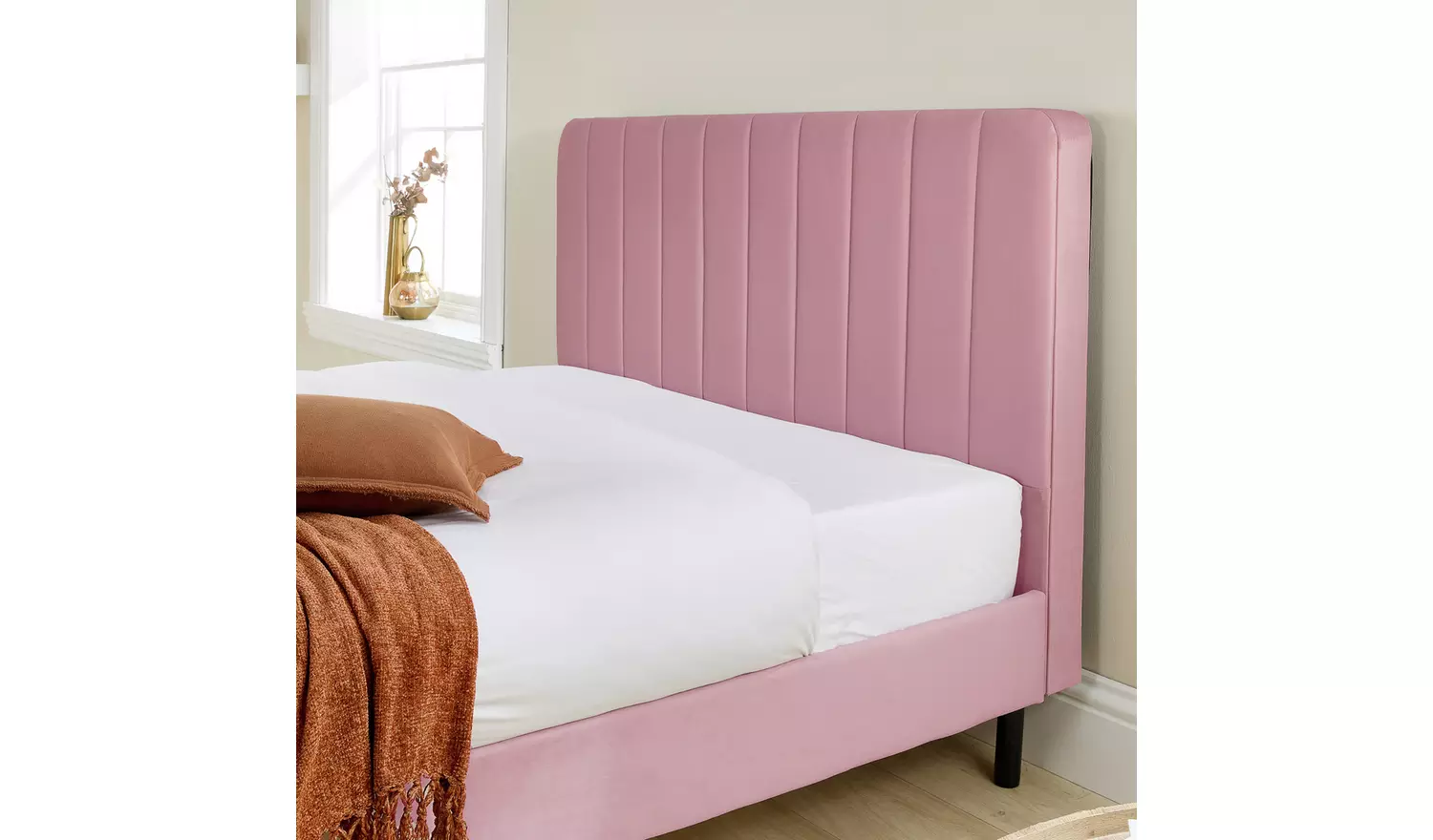 Aspire Rosella Superking Velvet Bed Frame - Blush