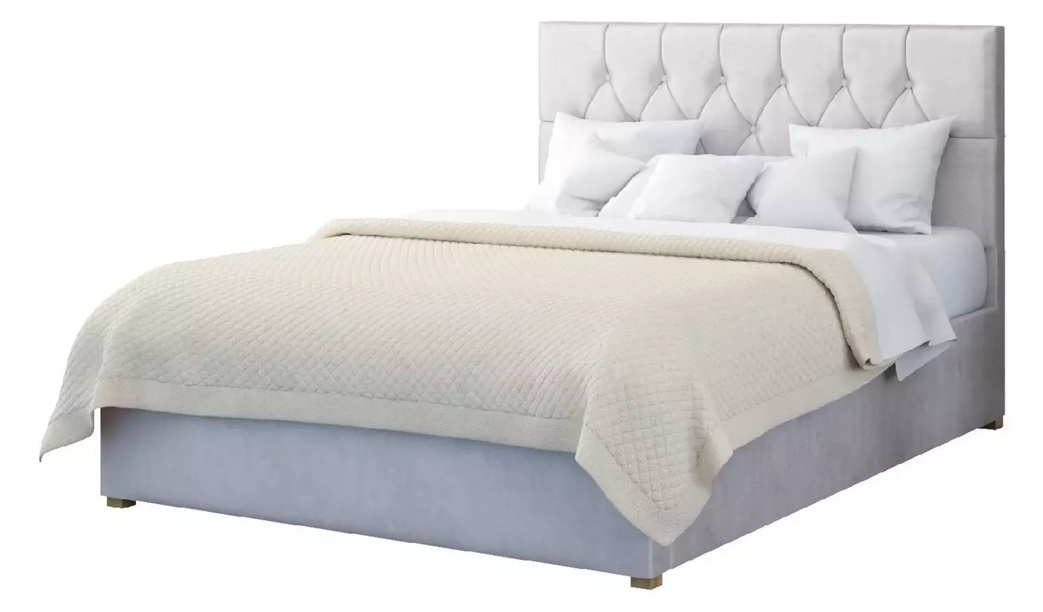 Aspire Olivier Kingsize Velvet End Lift Ottoman Bed - Silver