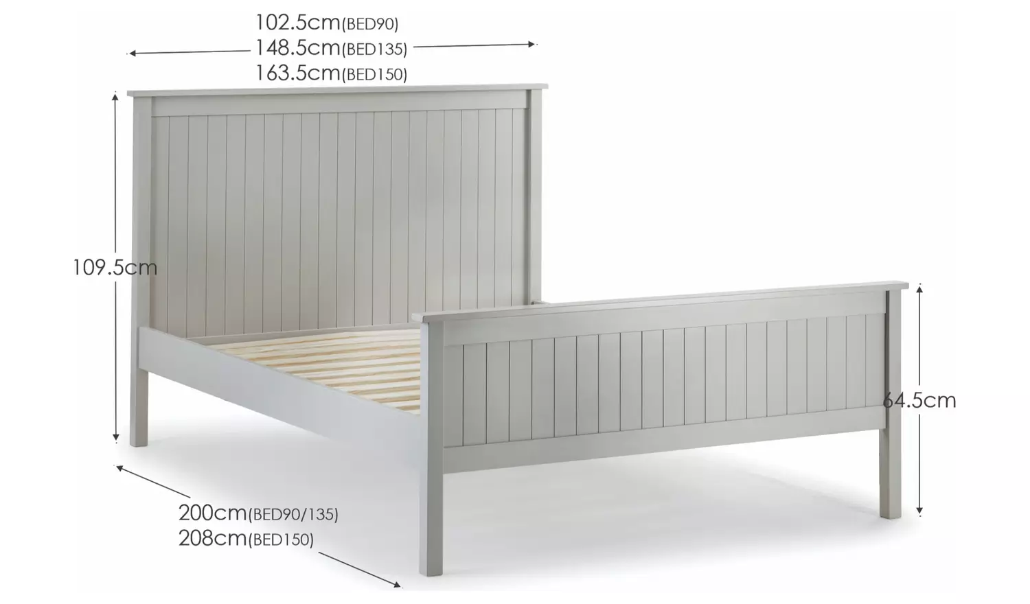 Julian Bowen Maine Double Bed Frame -Grey