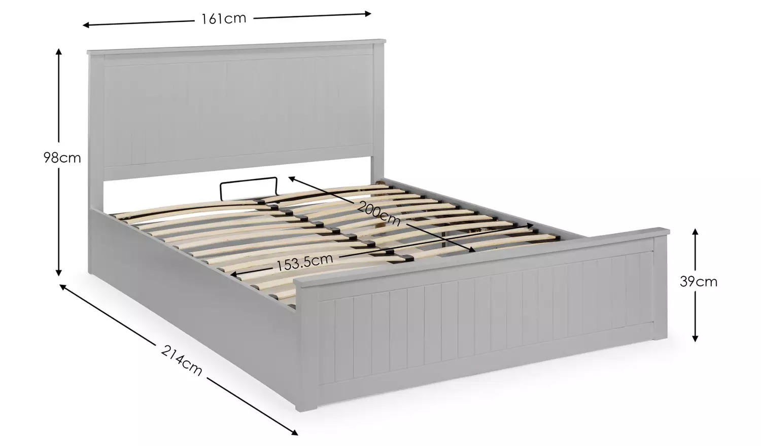 Julian Bowen Maine Kingsize End Lift Ottoman Bed - Grey