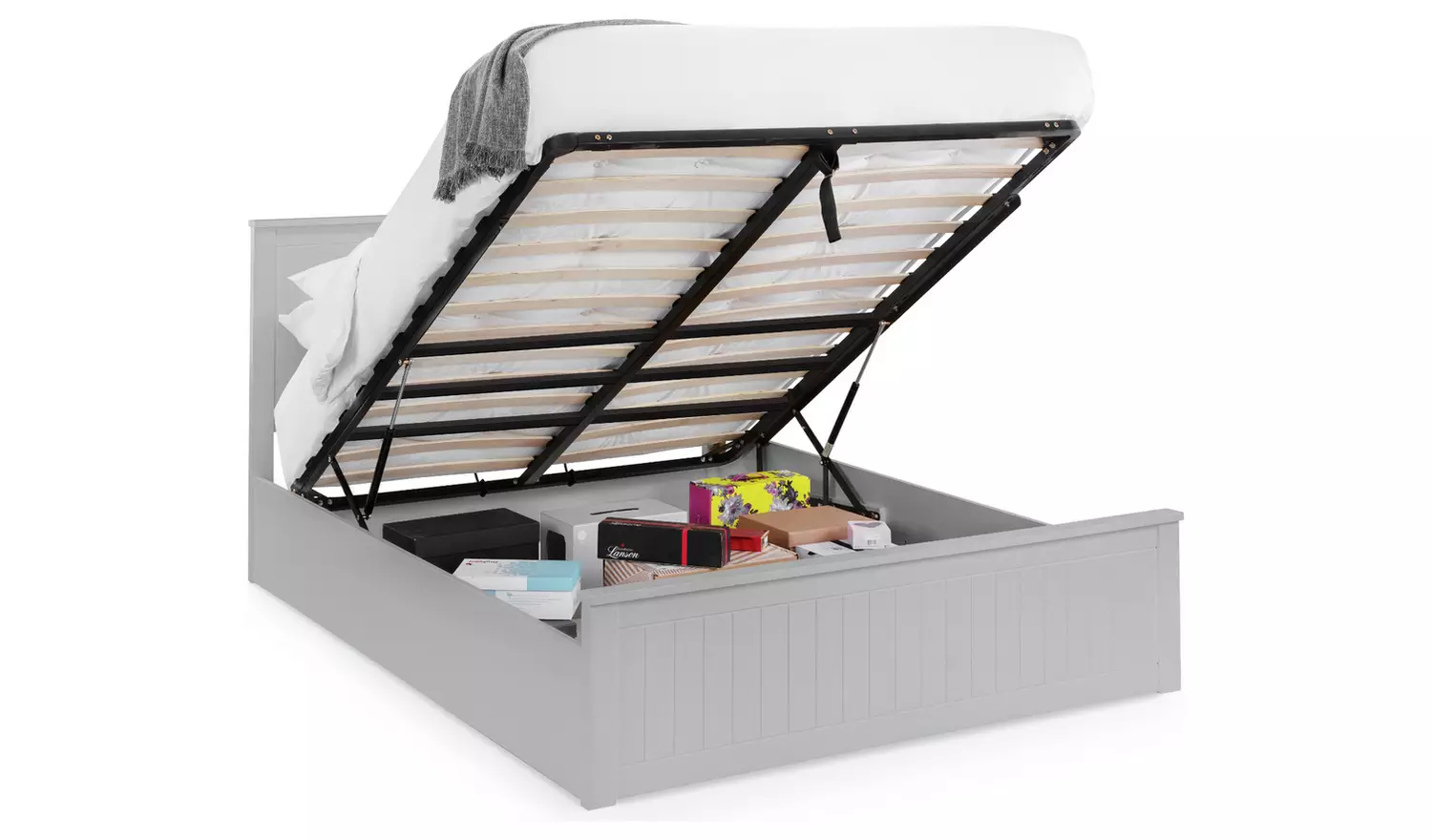 Julian Bowen Maine Kingsize End Lift Ottoman Bed - Grey