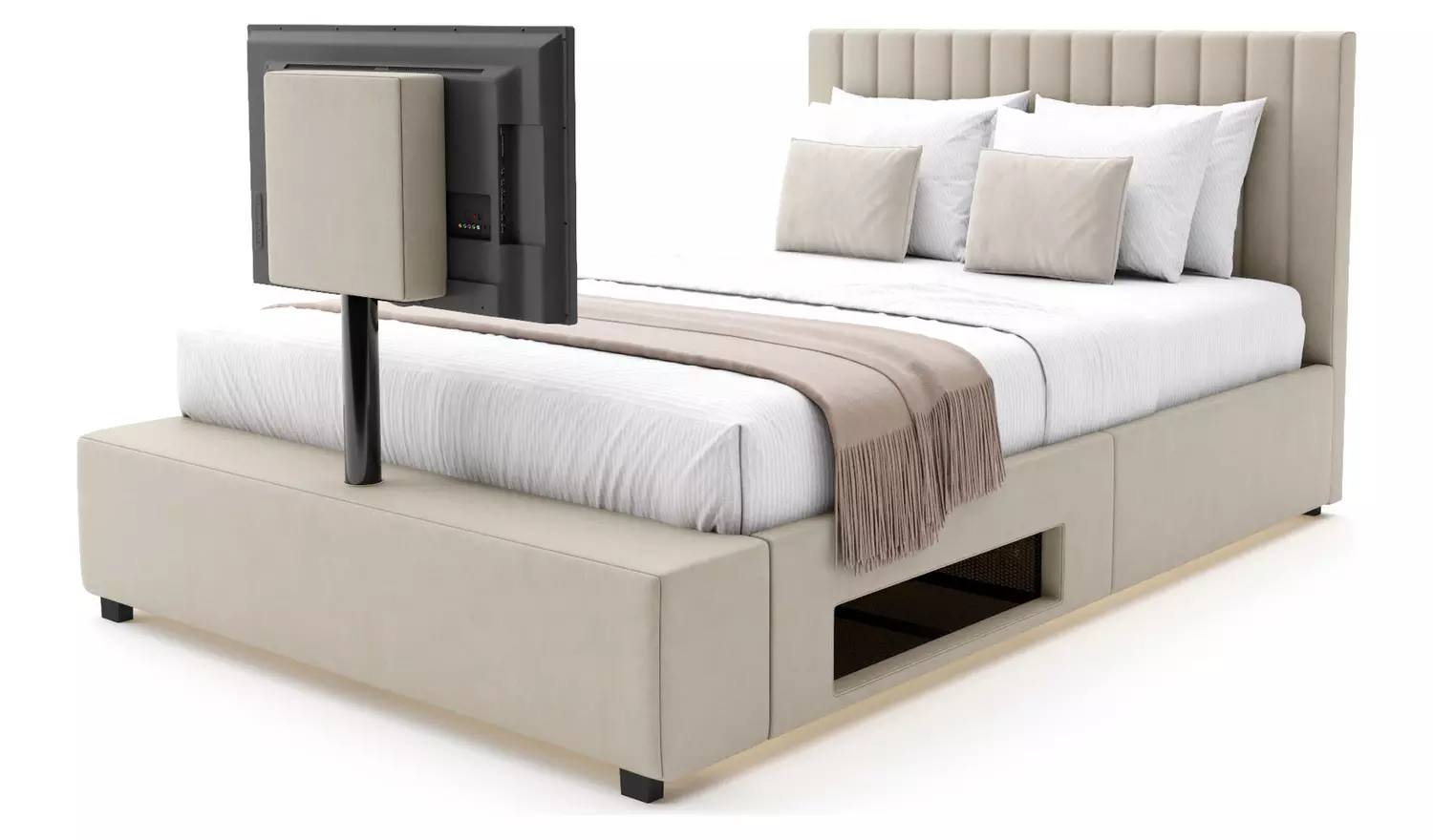 XR Living Maisie Kingsize TV LED Bed Frame - Cream