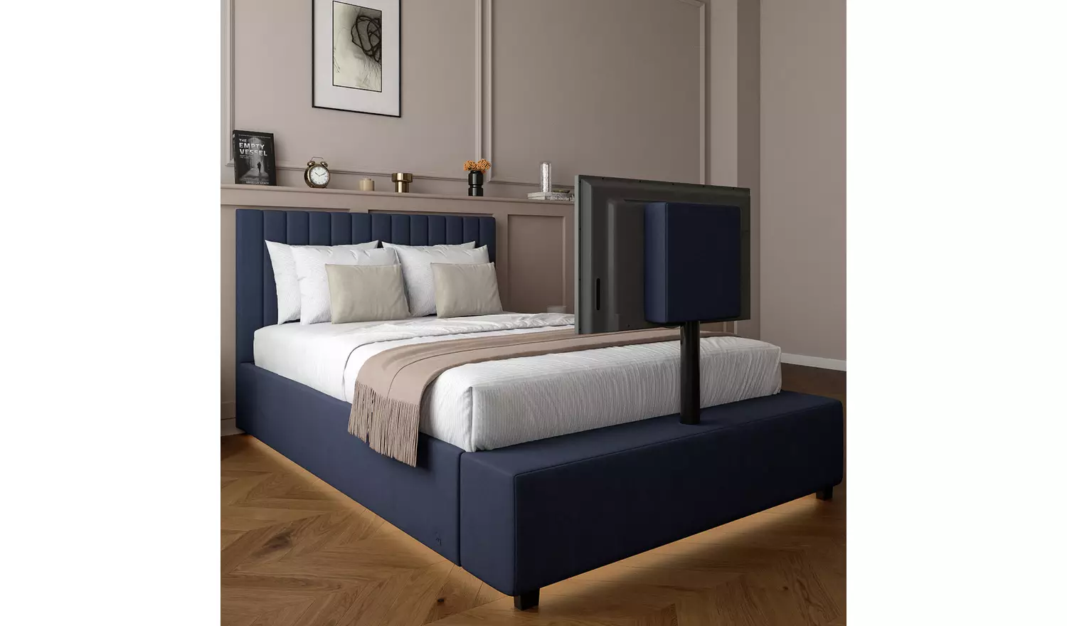 XR Living Maisie Kingsize TV LED Bed Frame - Navy