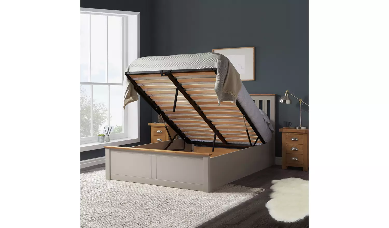 Birlea Phoenix Small Double End Lift Ottoman Bed- Pearl Grey