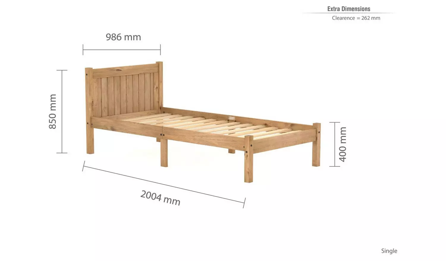 Birlea Rio Single Wooden Bed Frame - Pine