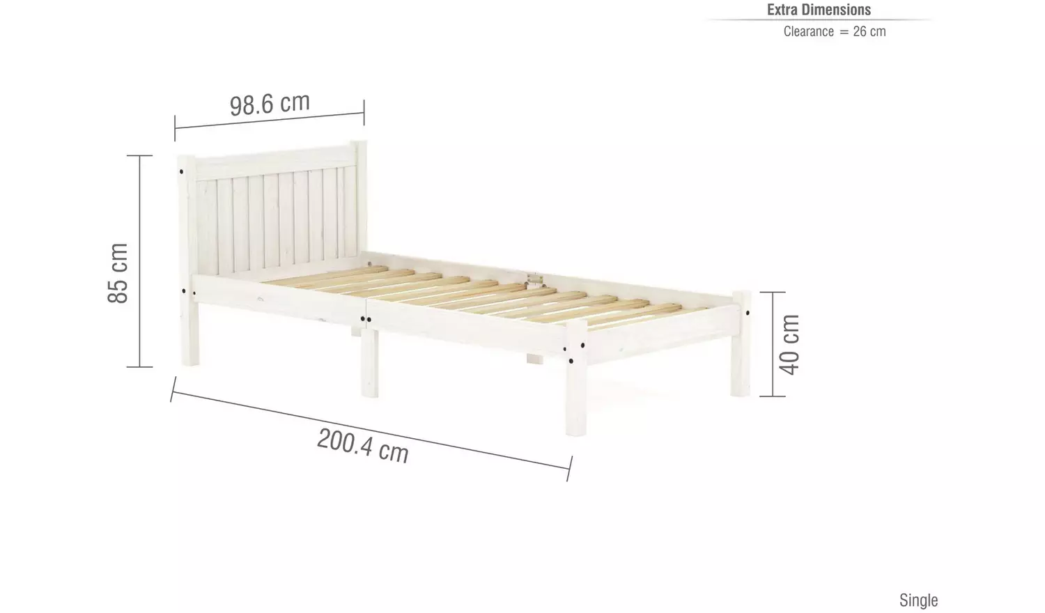 Birlea Rio Single Bed Frame with Mattress - White