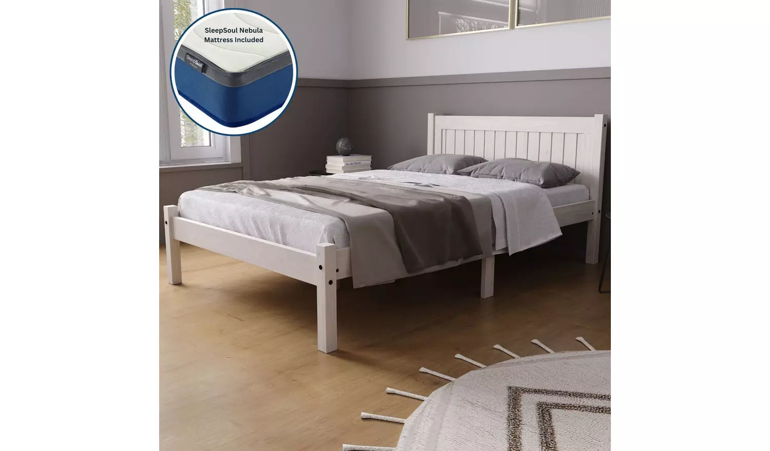 Birlea Rio Small Double Bed Frame with Mattress - White
