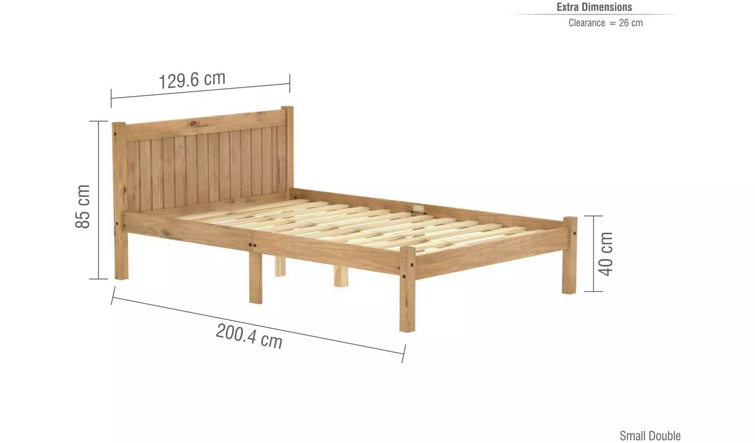 Birlea Rio Small Double Bed Frame with Mattress - Pine