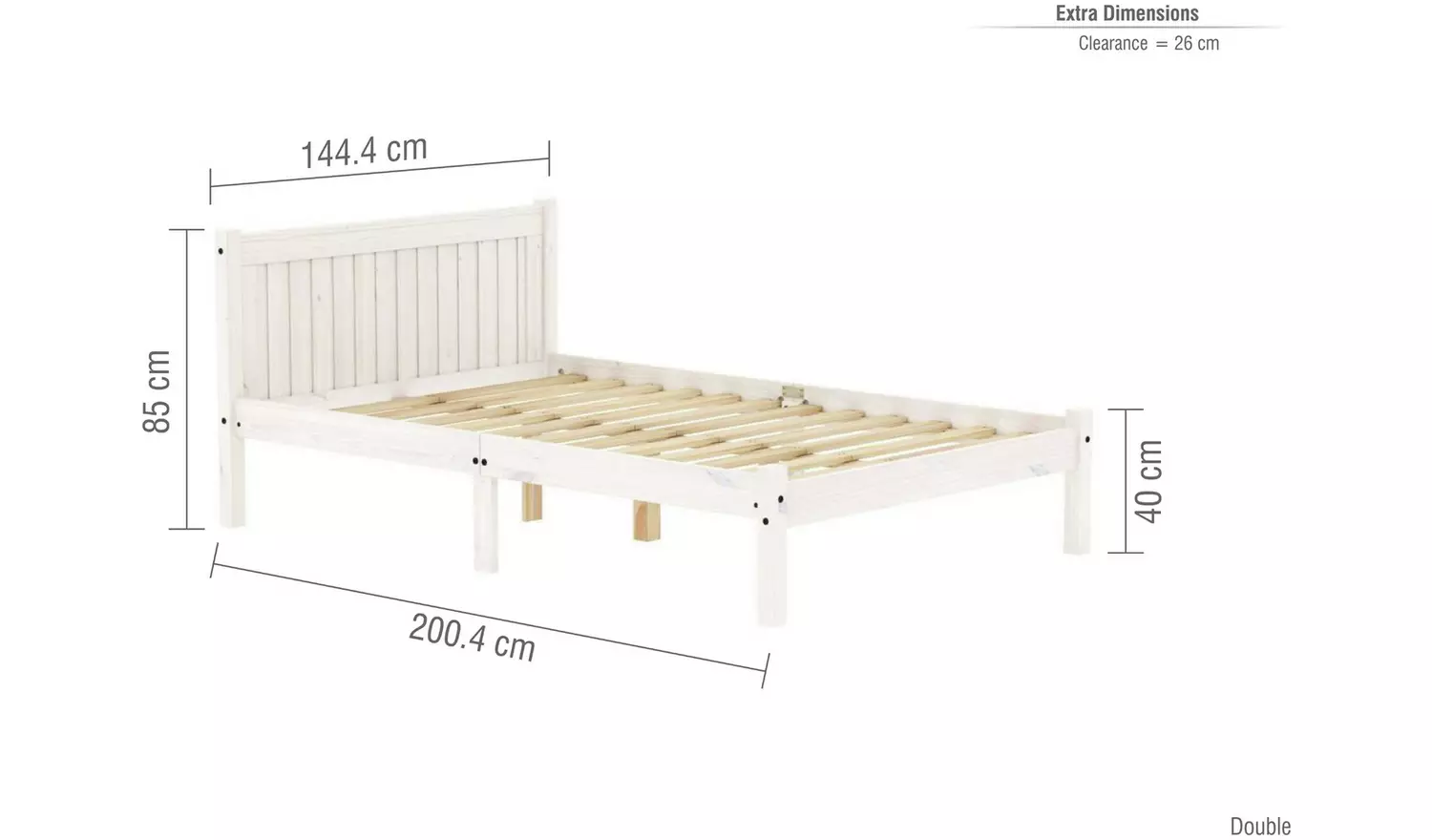 Birlea Rio Double Bed Frame with Mattress - White