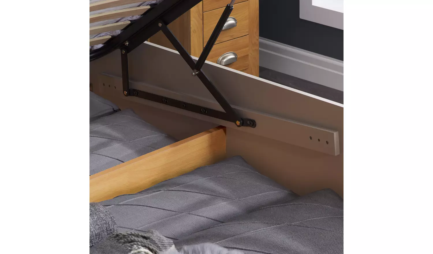 Birlea Phoenix Kingsize Ottoman Bed with Mattress-Pearl Grey