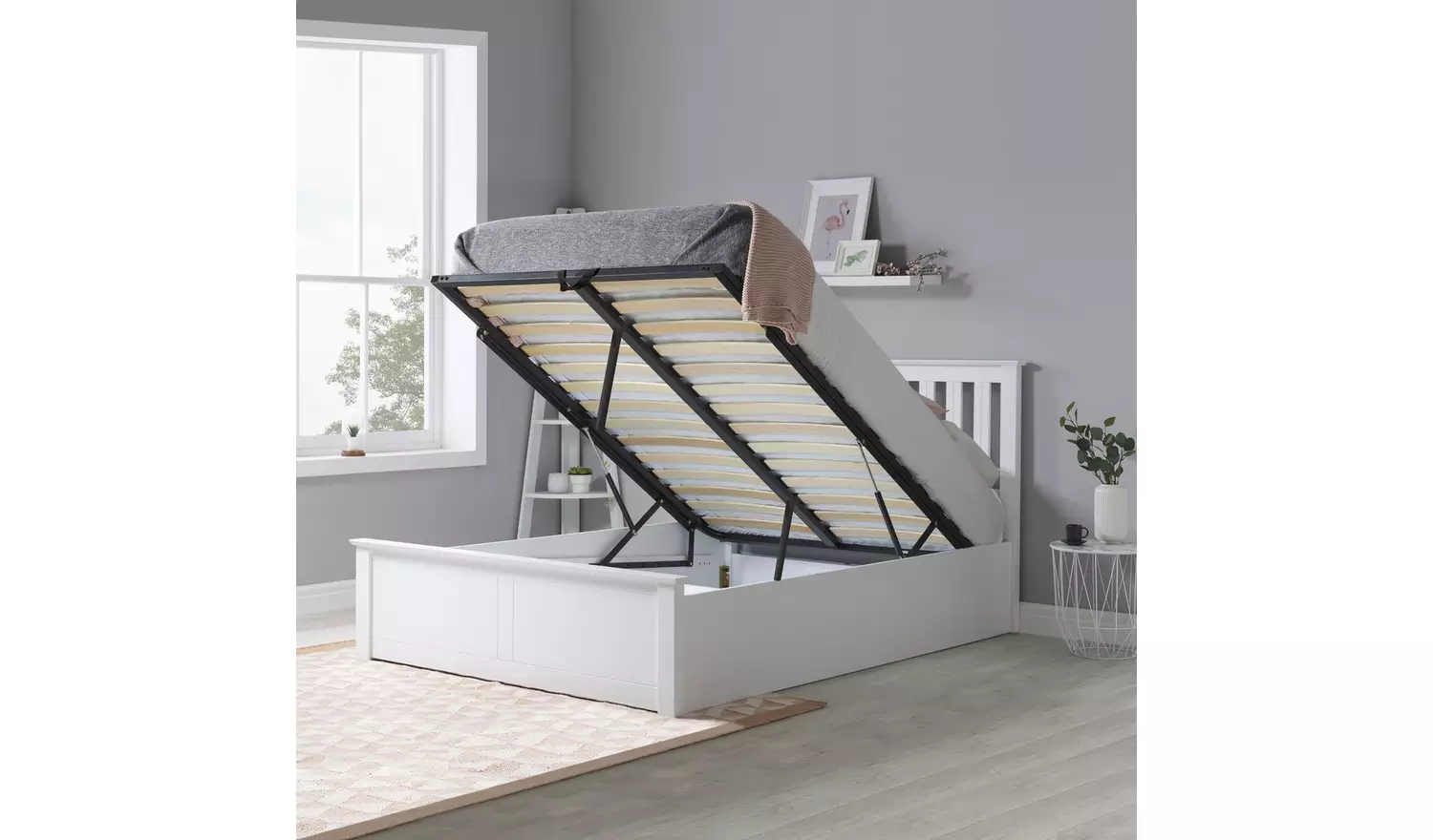 Birlea Phoenix Double Ottoman Bed with Mattress - White