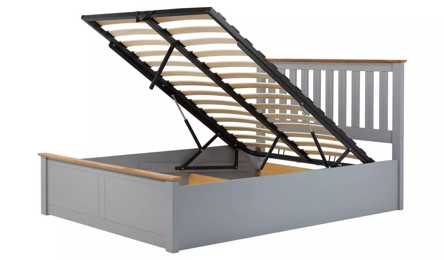 Birlea Phoenix Kingsize Ottoman Bed with Mattress-Stone Grey