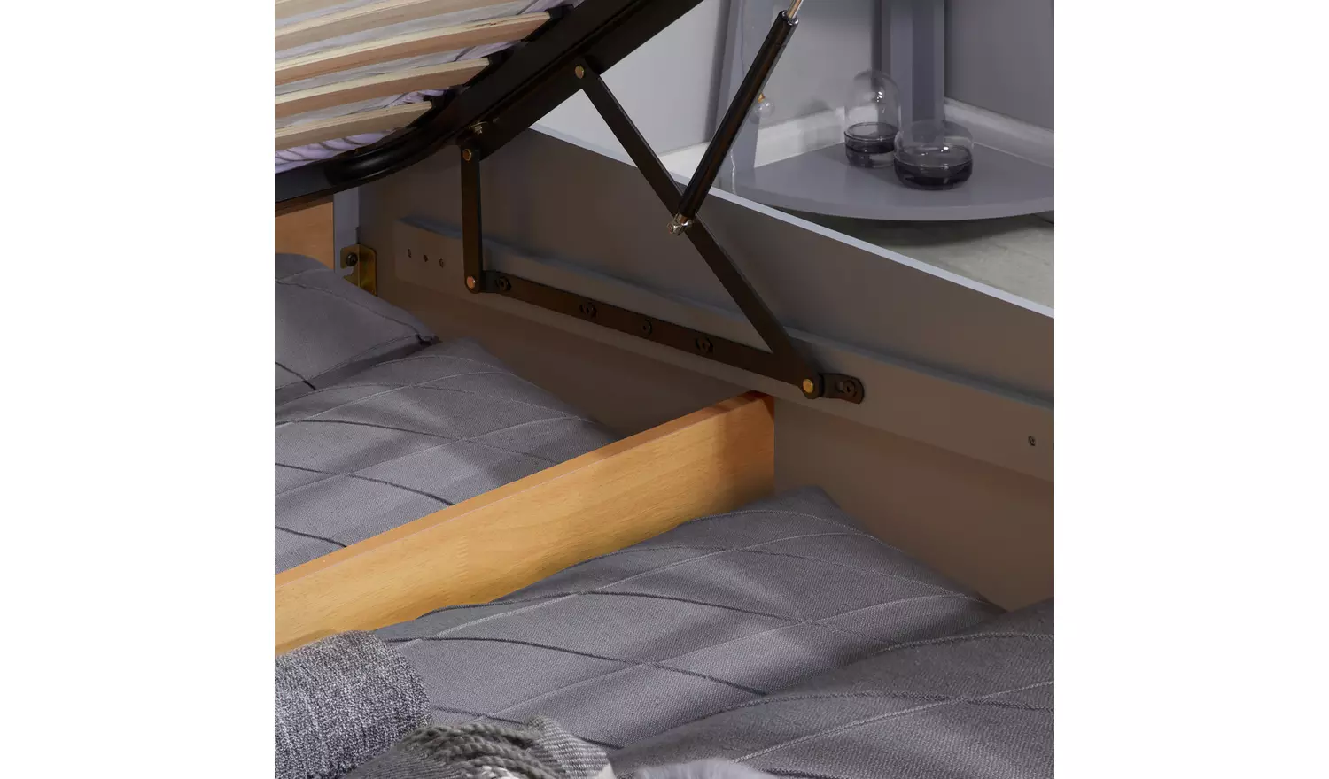 Birlea Phoenix Kingsize Ottoman Bed with Mattress-Stone Grey