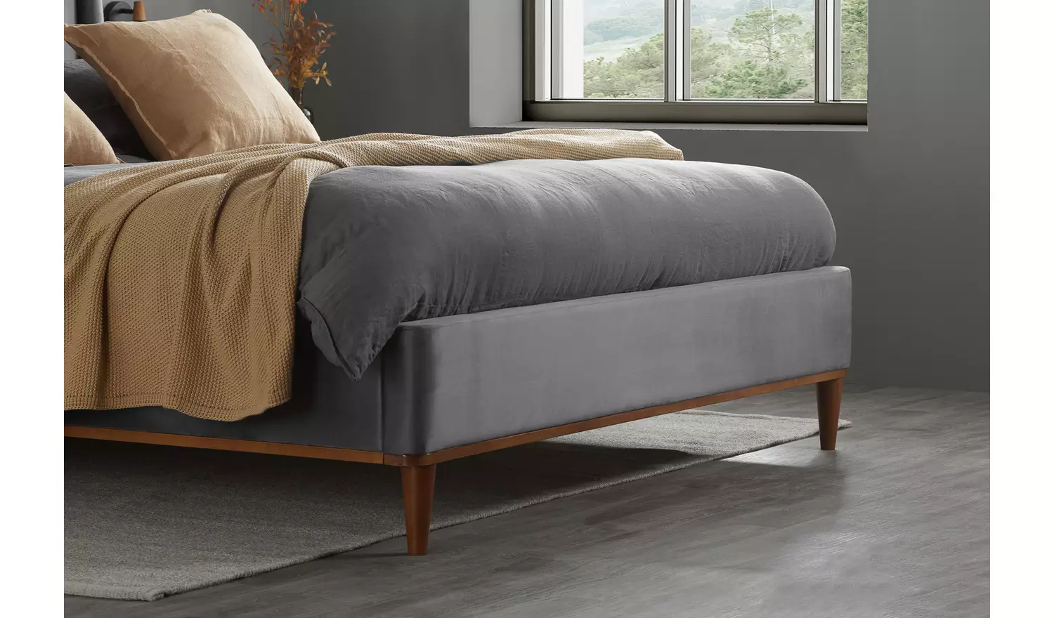 Birlea Lincoln Kingsize Fabric Bed Frame - Charcoal