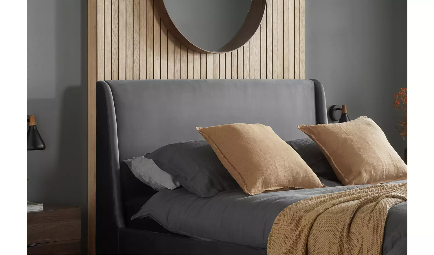 Birlea Lincoln Kingsize Fabric Bed Frame - Charcoal