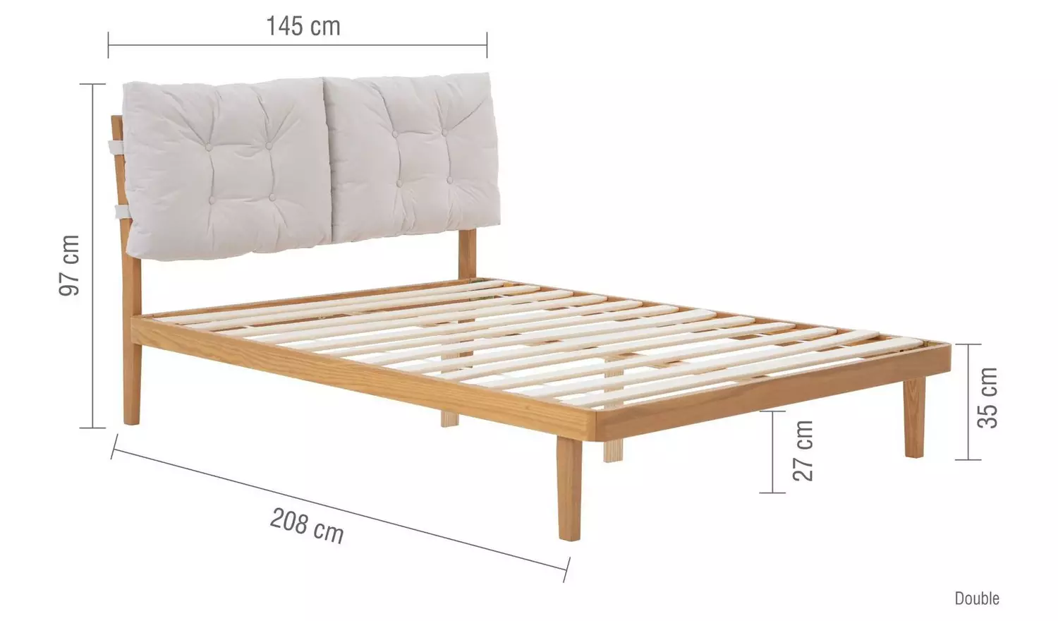 Birlea Ander Double Wooden Bed Frame - Natural