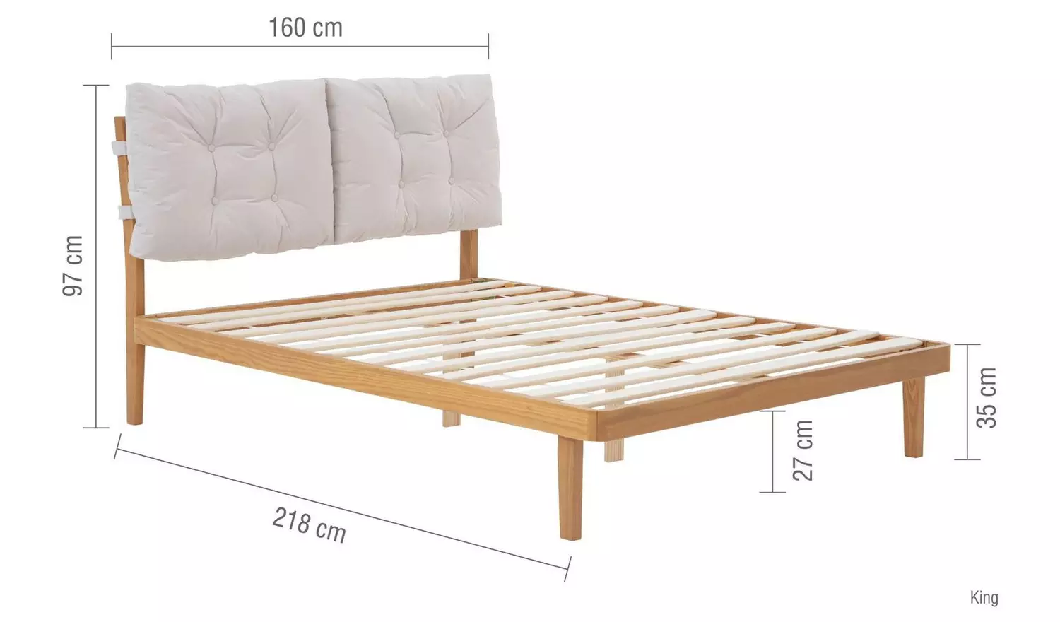 Birlea Ander Kingsize Wooden Bed Frame - Natural
