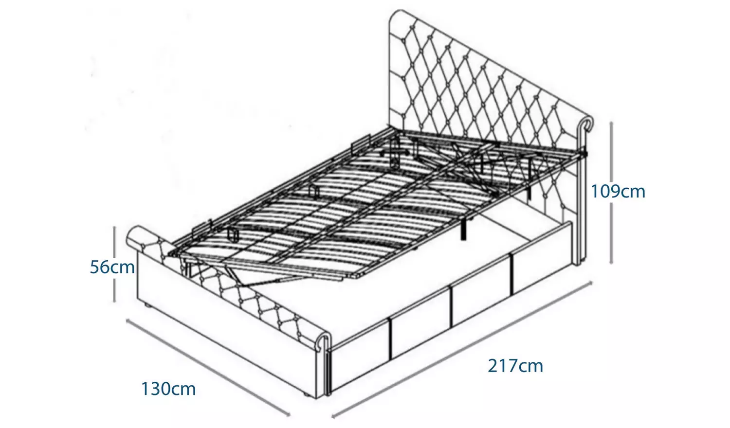 Aspire Chesterfield Small Double Ottoman Bed - Natural