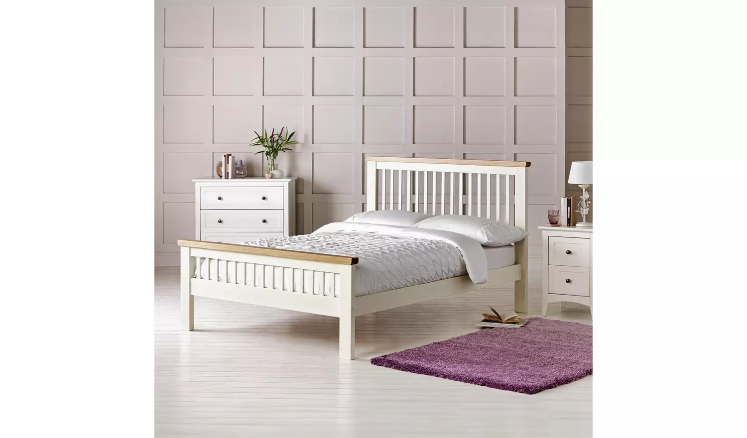 Argos Home Aubrey Small Double Wooden Bed Frame - Two Tone