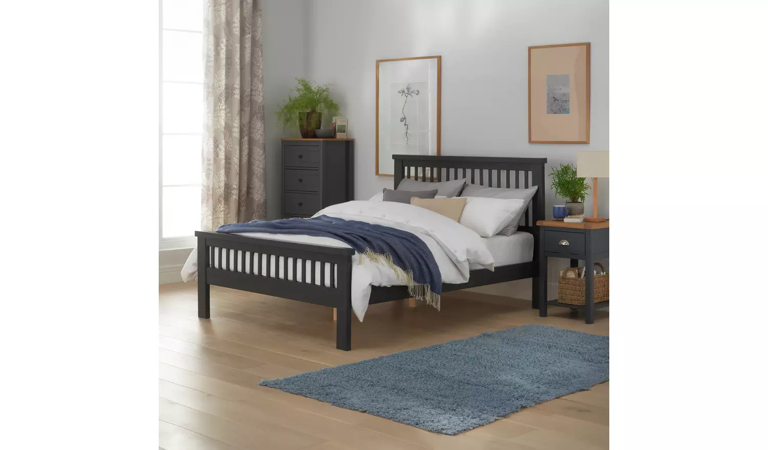 Argos Home Aubrey Double Wooden Bed Frame - Charcoal