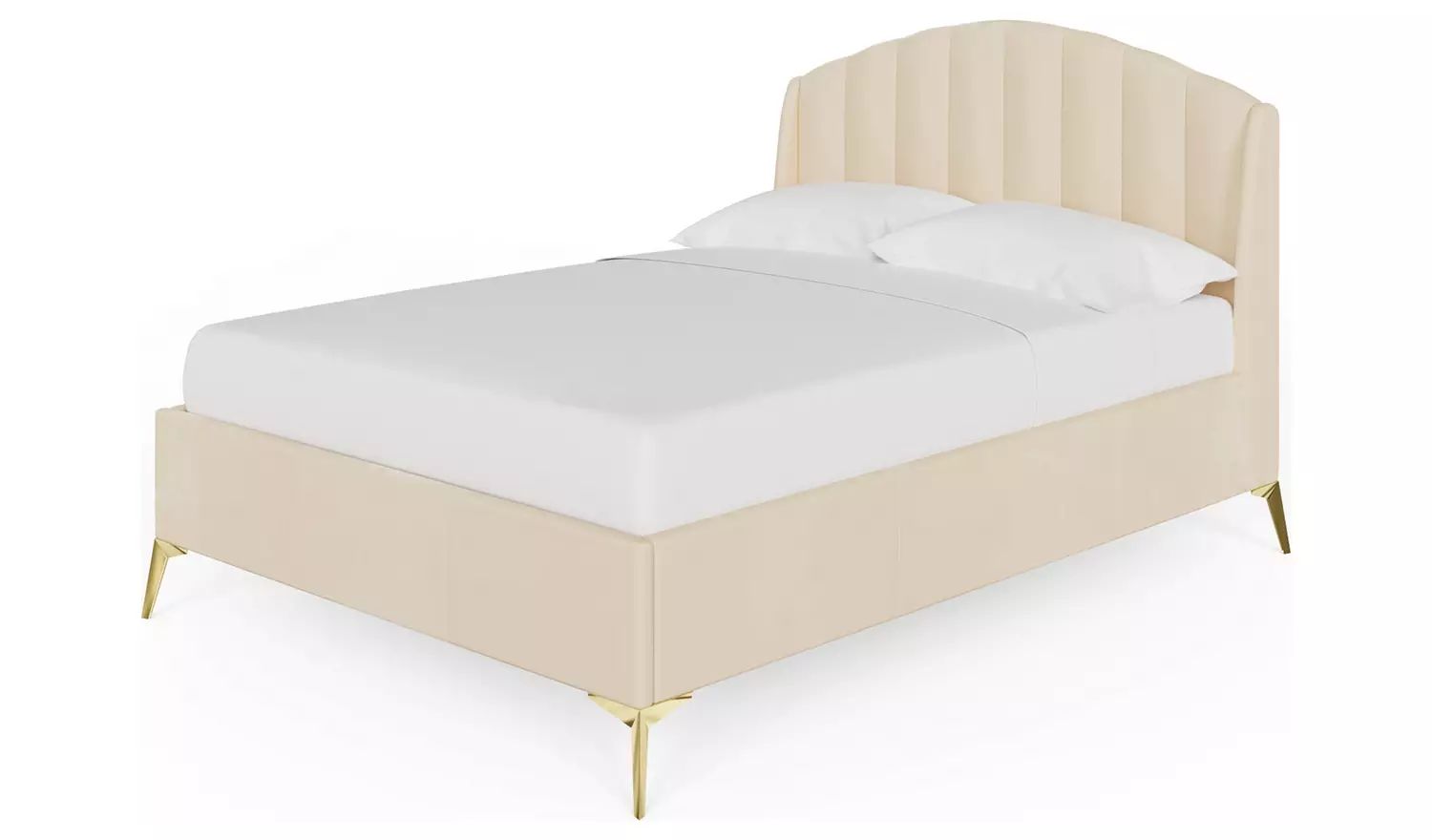 GFW Pettine Double Velvet Ottoman Bed Frame - Cream