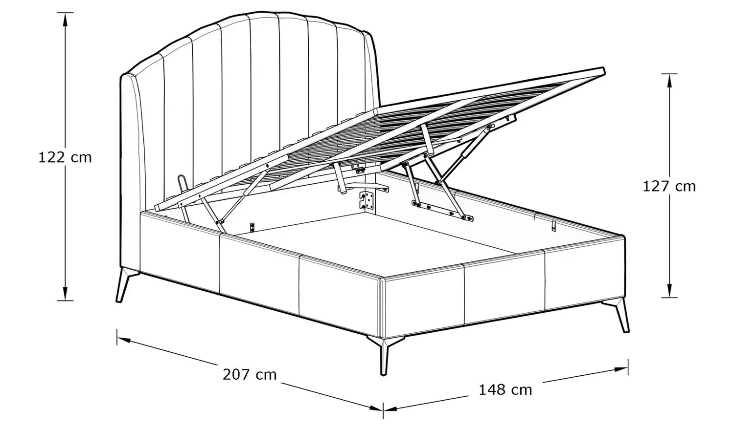 GFW Pettine Double Velvet Ottoman Bed Frame - Cream