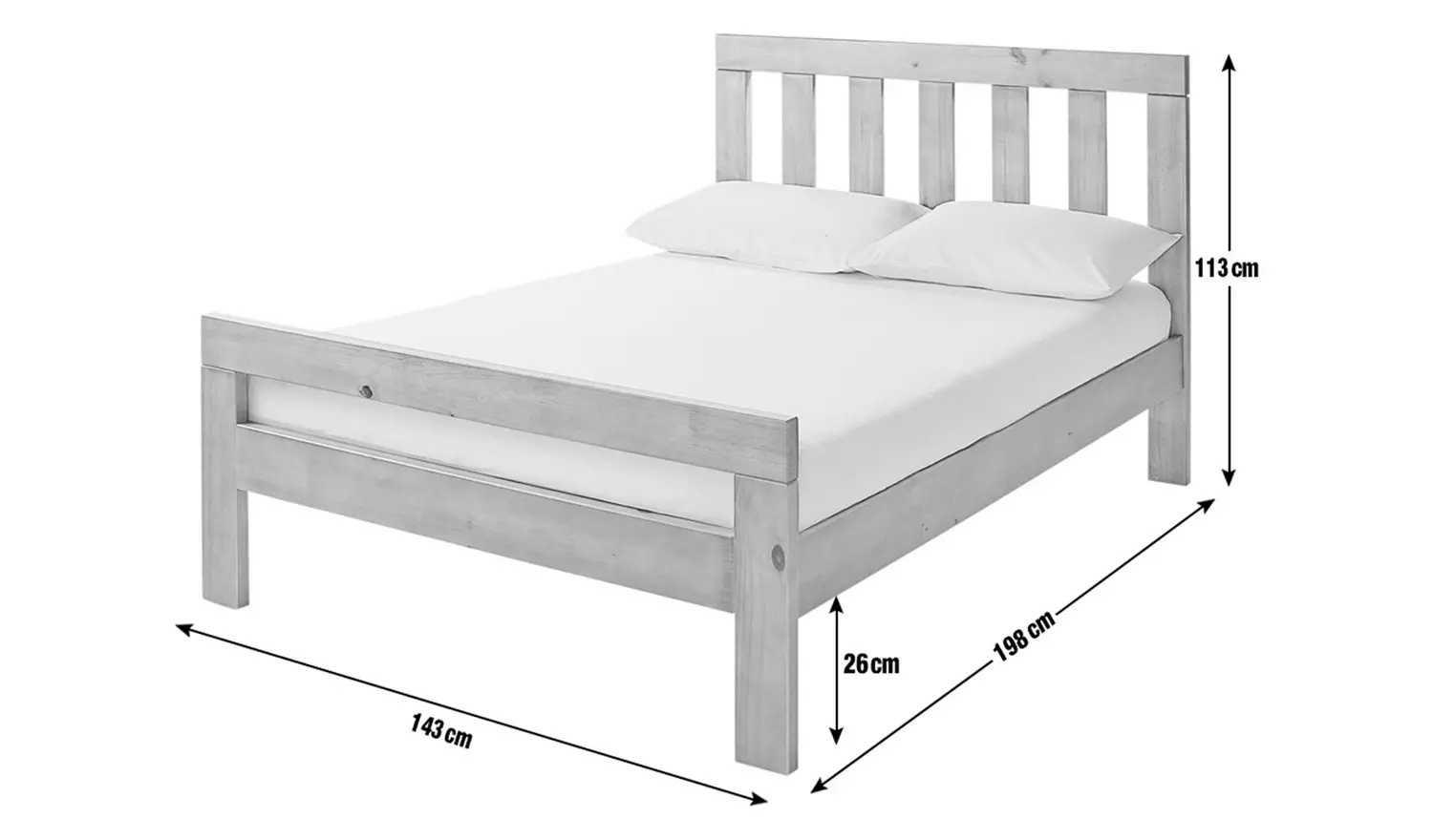 Argos Home Chile Double Wooden Bed Frame - Dark Wood