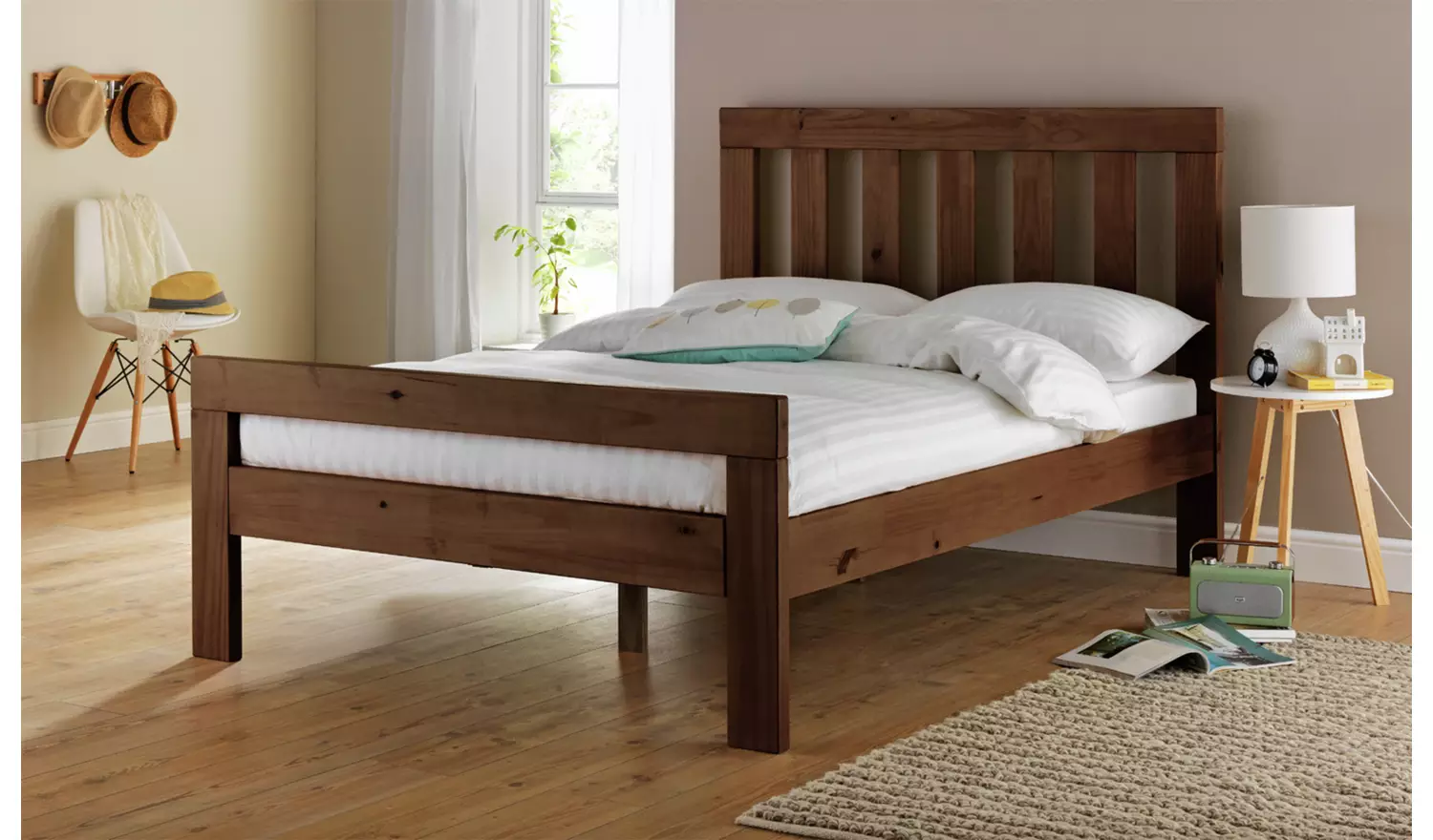 Argos Home Chile Double Wooden Bed Frame - Dark Wood