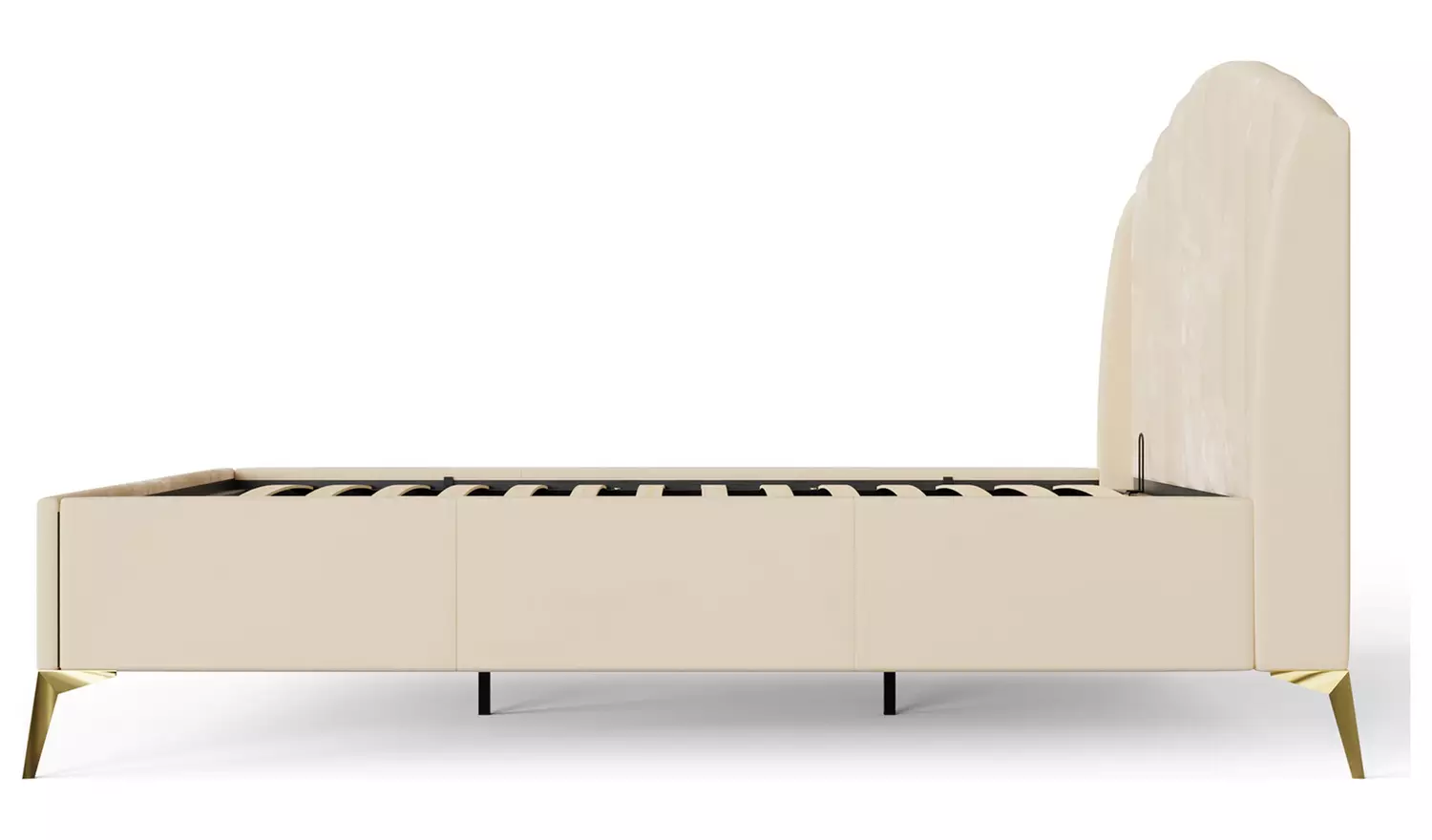 GFW Pettine Kingsize Velvet Ottoman Bed Frame - Cream