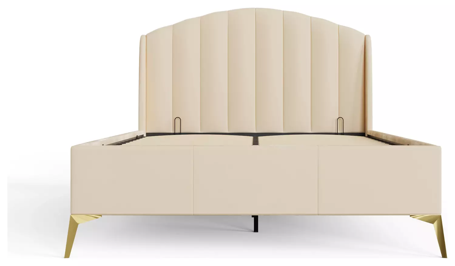 GFW Pettine Kingsize Velvet Ottoman Bed Frame - Cream