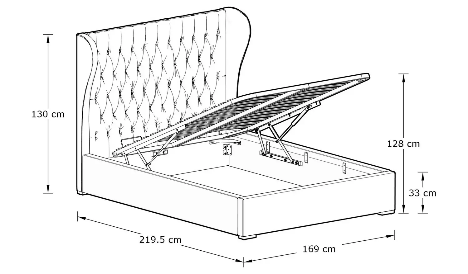 GFW Dakota Kingsize Fabric End Lift Ottoman Bed - Natural