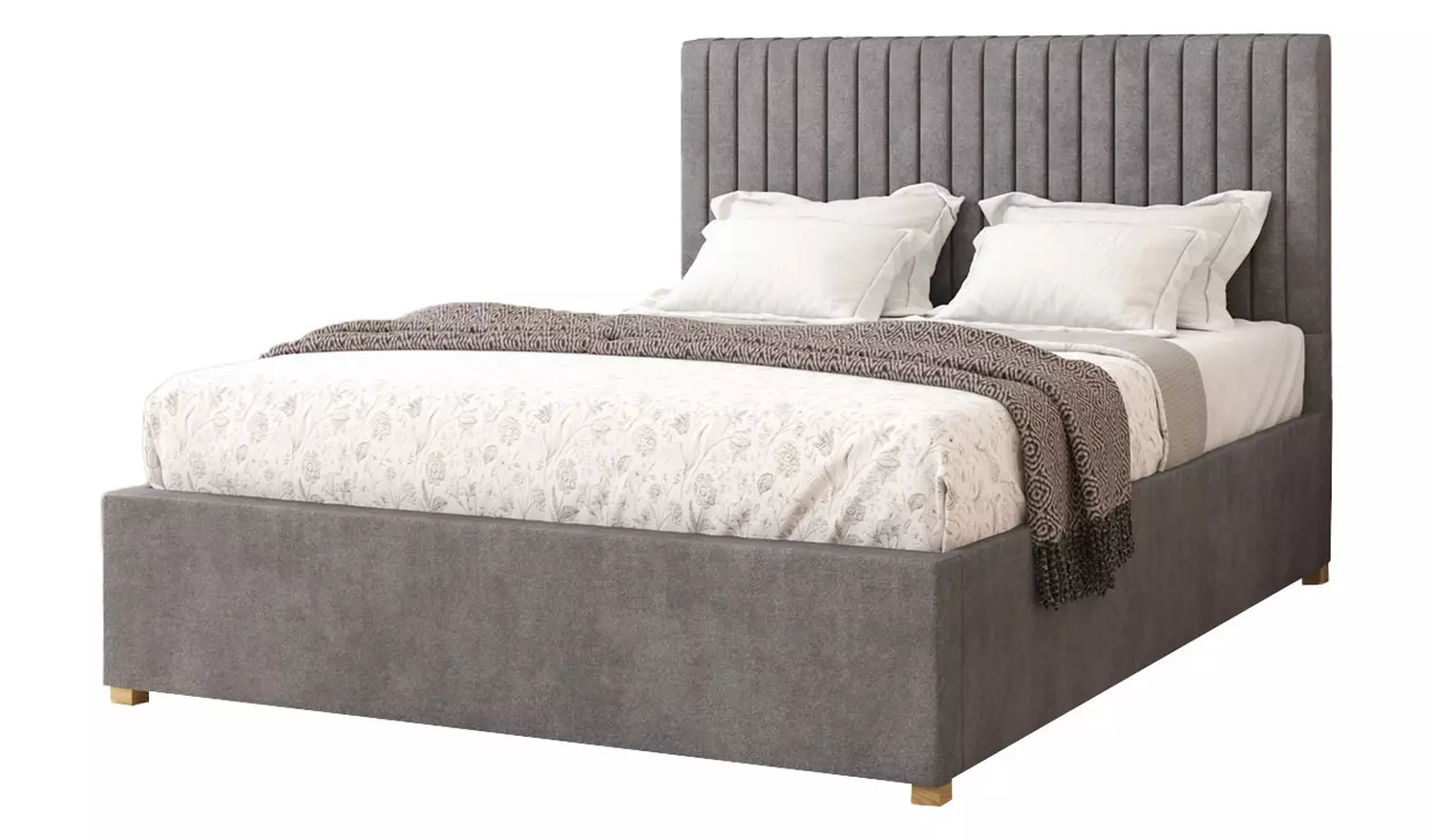 Aspire Double Velvet Adjustable Bed with Mattress - Steel