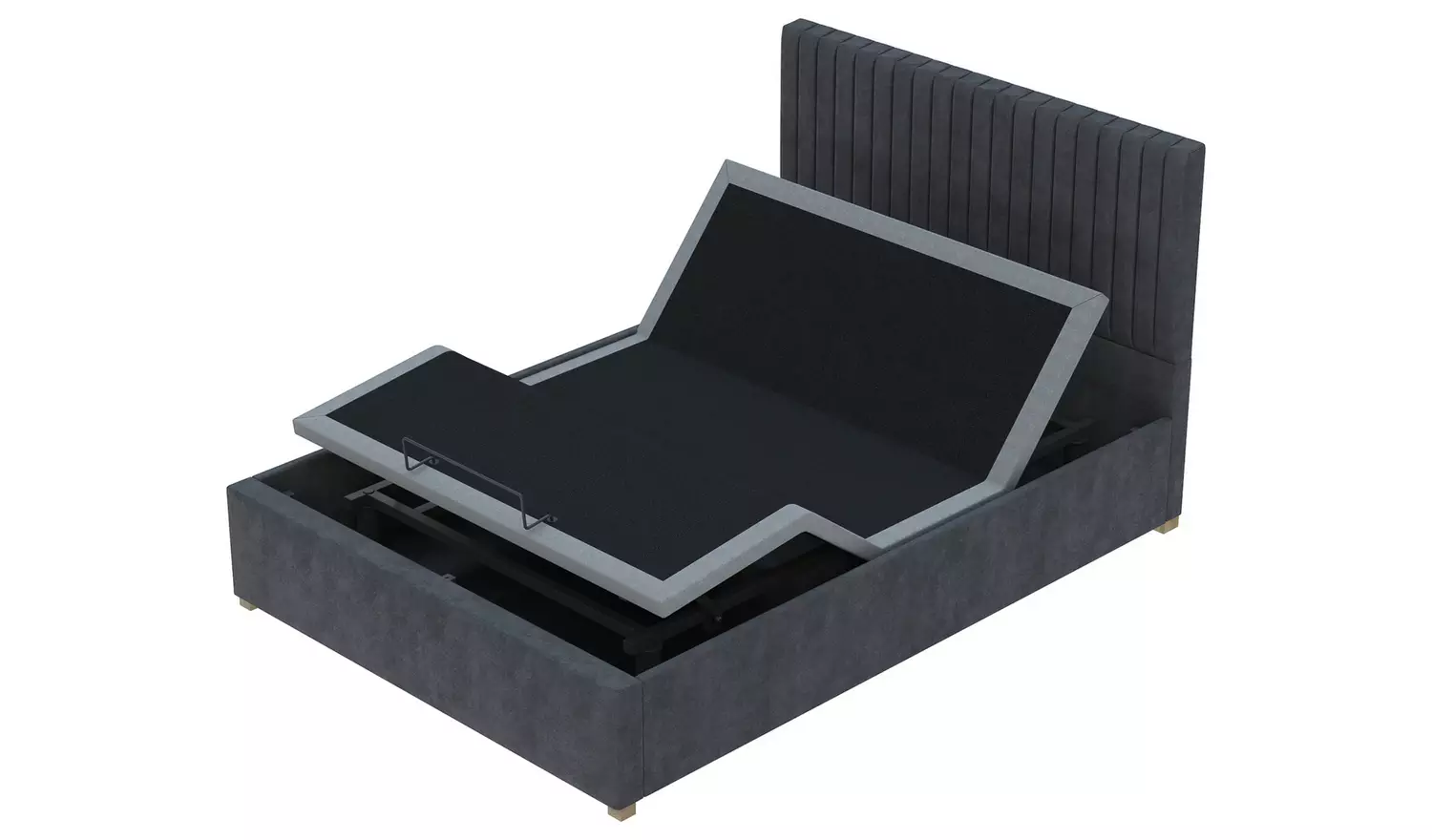 Aspire Double Velvet Adjustable Bed with Mattress - Steel