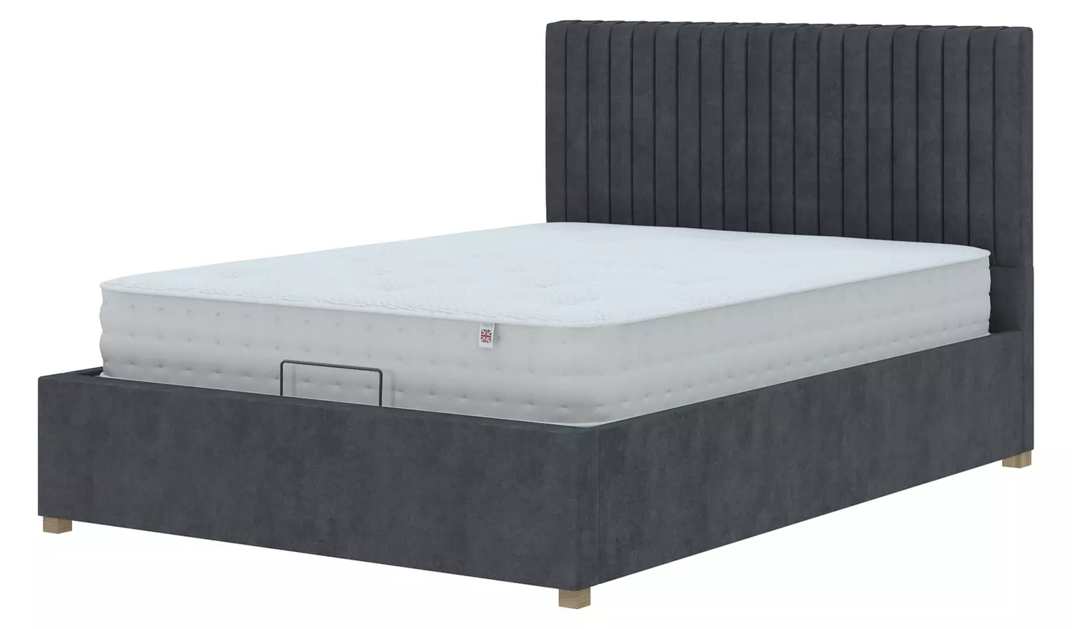 Aspire Double Velvet Adjustable Bed with Mattress - Steel