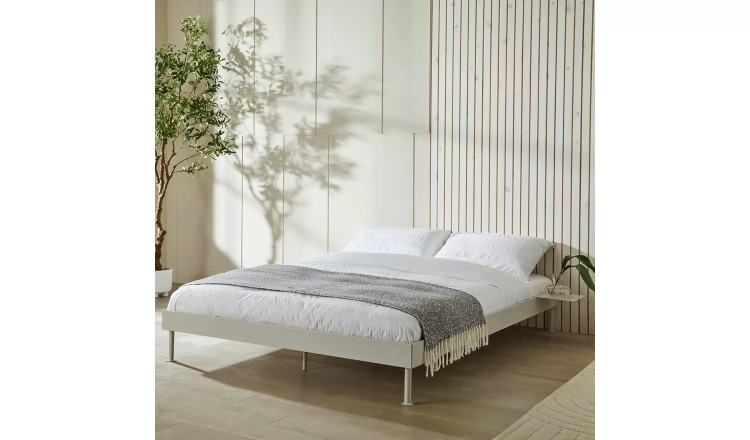 Habitat Maddox Double Metal Bed with Bedside - Off White