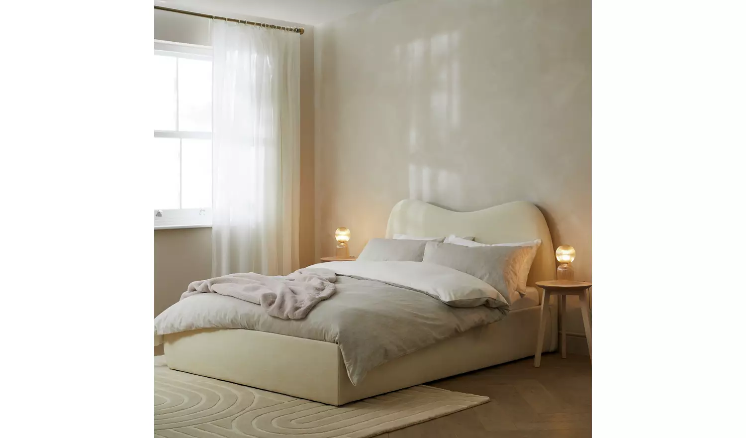 Habitat Orton Double Fabric End Lift Ottoman Bed -Natural