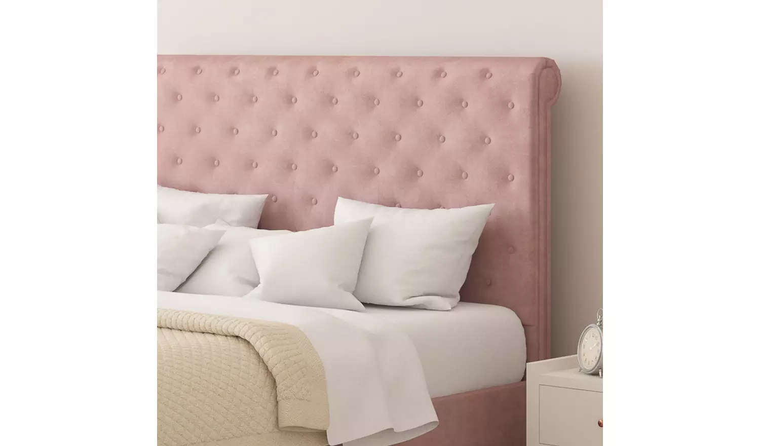 Aspire Taylor Superking Velvet End Lift Ottoman Bed - Blush