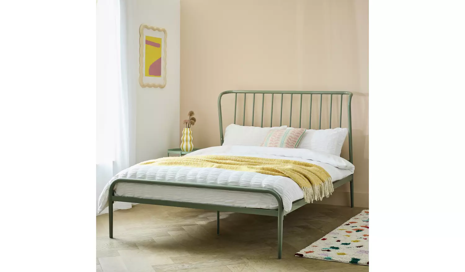 Habitat Kanso Small Double Metal Bed Frame - Sage Green